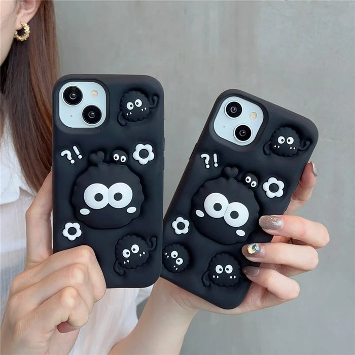 For iPhone 14 Cover Cartoon Briquette Kickstand Shockproof Silicone Phone Case - 4