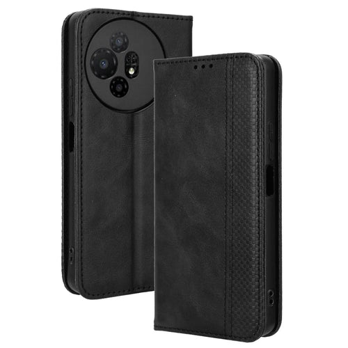 For TCL 50 XL 5G Case Retro PU Leather Wallet Phone Cover with Viewing Stand - Black - 1