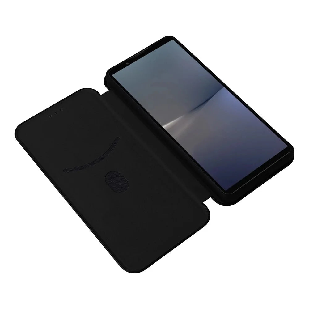 For Sony Xperia 1 VI Case Magnetic Carbon Fiber Texture Leather Phone Cover Full Protection - Black - 2