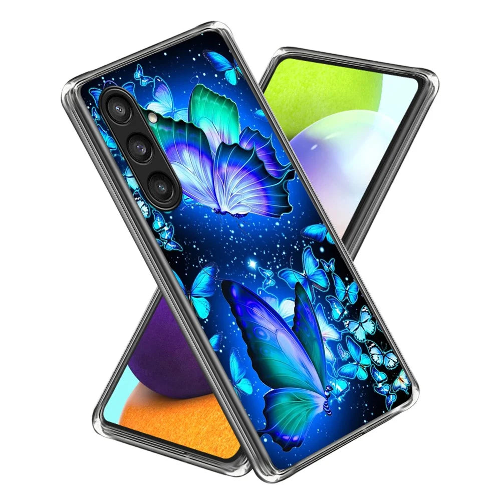 For Samsung Galaxy A14 4G / 5G Case Pattern Slim Soft TPU Back Cover - Blue Butterflies - 1