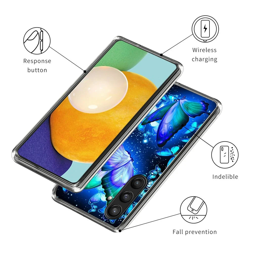 For Samsung Galaxy A14 4G / 5G Case Pattern Slim Soft TPU Back Cover - Blue Butterflies - 3