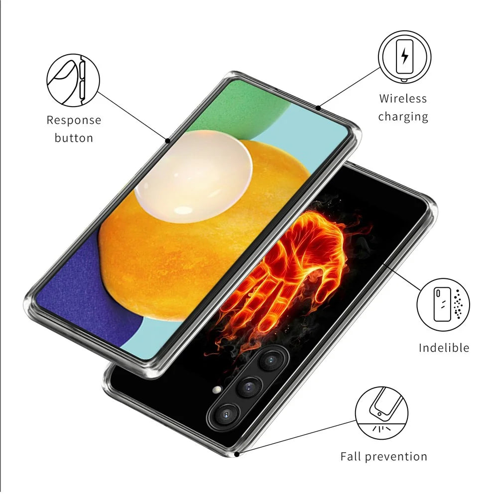 For Samsung Galaxy A25 5G (Global) (161.0 X 76.5 X 8.3mm) TPU Case Pattern Printing Shock Absorption Back Cover - Fire Palm - 3