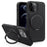 For iPhone 12 / 12 Pro Case with Ring Kickstand Compatible with MagSafe PU Leather Back Cover - Black - 1