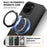 For iPhone 13 Case with Ring Kickstand Compatible with MagSafe PU Leather Back Cover - Black - 4