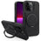 For iPhone 13 Pro Case with Ring Kickstand Compatible with MagSafe PU Leather Back Cover - Black - 1