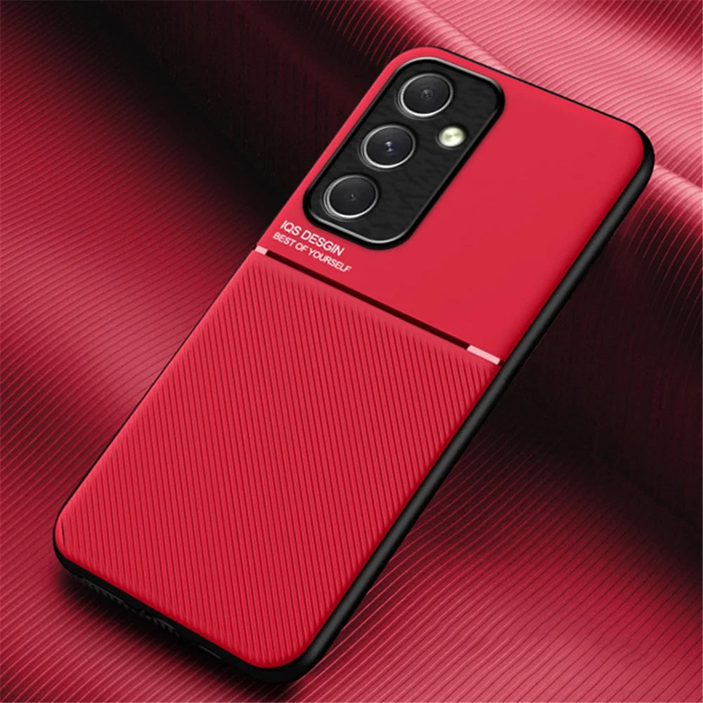 For Samsung Galaxy A25 5G (Global) (161.0 x 76.5 x 8.3mm) Case PU Leather Slim Shockproof Back Cover - Red - 2