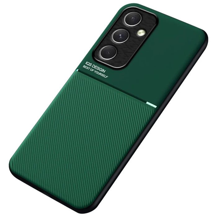 For Samsung Galaxy A55 5G Case Leather Back Phone Cover Support Magnetic Car Mount - Green - 1