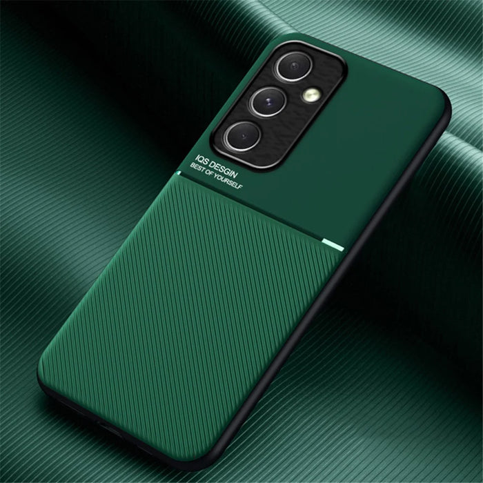 For Samsung Galaxy A55 5G Case Leather Back Phone Cover Support Magnetic Car Mount - Green - 2