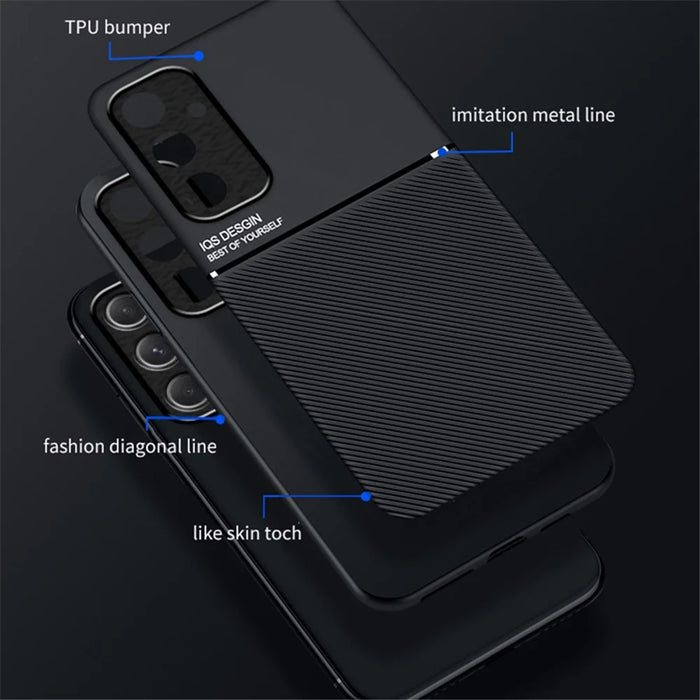For Samsung Galaxy A55 5G Case Leather Back Phone Cover Support Magnetic Car Mount - Green - 5