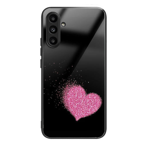 For Samsung Galaxy S24 Case Pattern Printing TPU+Tempered Glass Hybrid Phone Cover - Heart - 1