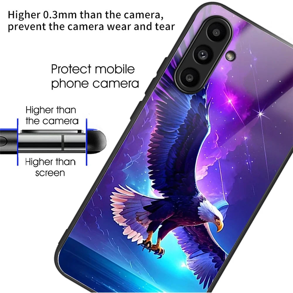 For Samsung Galaxy A25 5G (Global) (161.0 X 76.5 X 8.3mm) Back Case TPU+Tempered Glass Phone Cover - Flying Eagle - 2