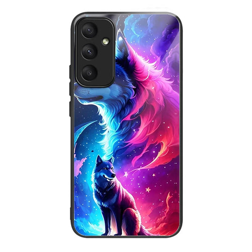 For Samsung Galaxy A15 4G / 5G Case TPU+Tempered Glass Printed Pattern Phone Cover - Starry Wolf - 1