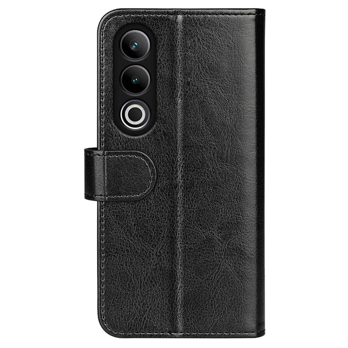 For OnePlus Ace 3V 5G Leather Case Wallet Crazy Horse Texture Folio Flip Phone Cover - Black - 7