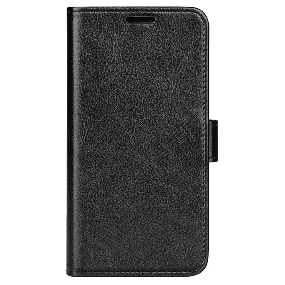 For OnePlus Nord CE4 5G / Oppo K12 Leather Case Crazy Horse Texture Folio Flip Wallet Phone Cover - Black - 6