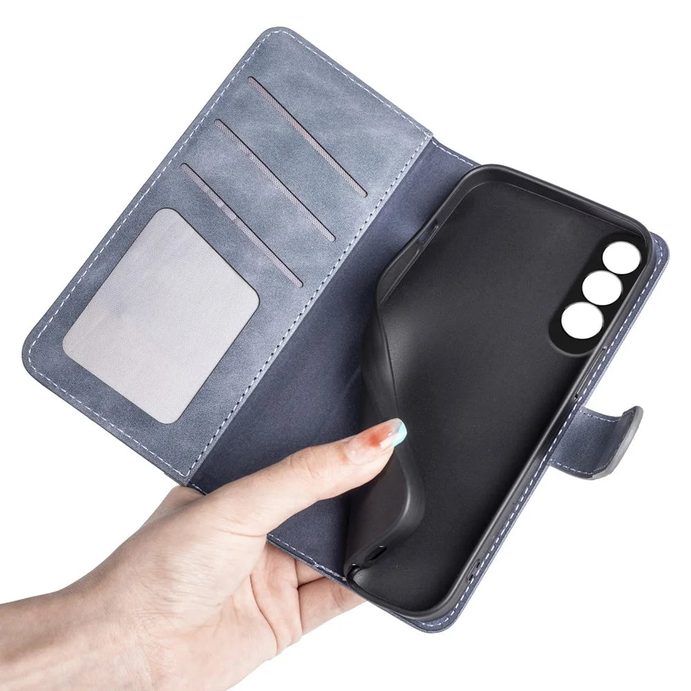 For OnePlus Nord CE4 5G / Oppo K12 Case Wallet Two-Color Splicing Leather Phone Cover - Blue - 5