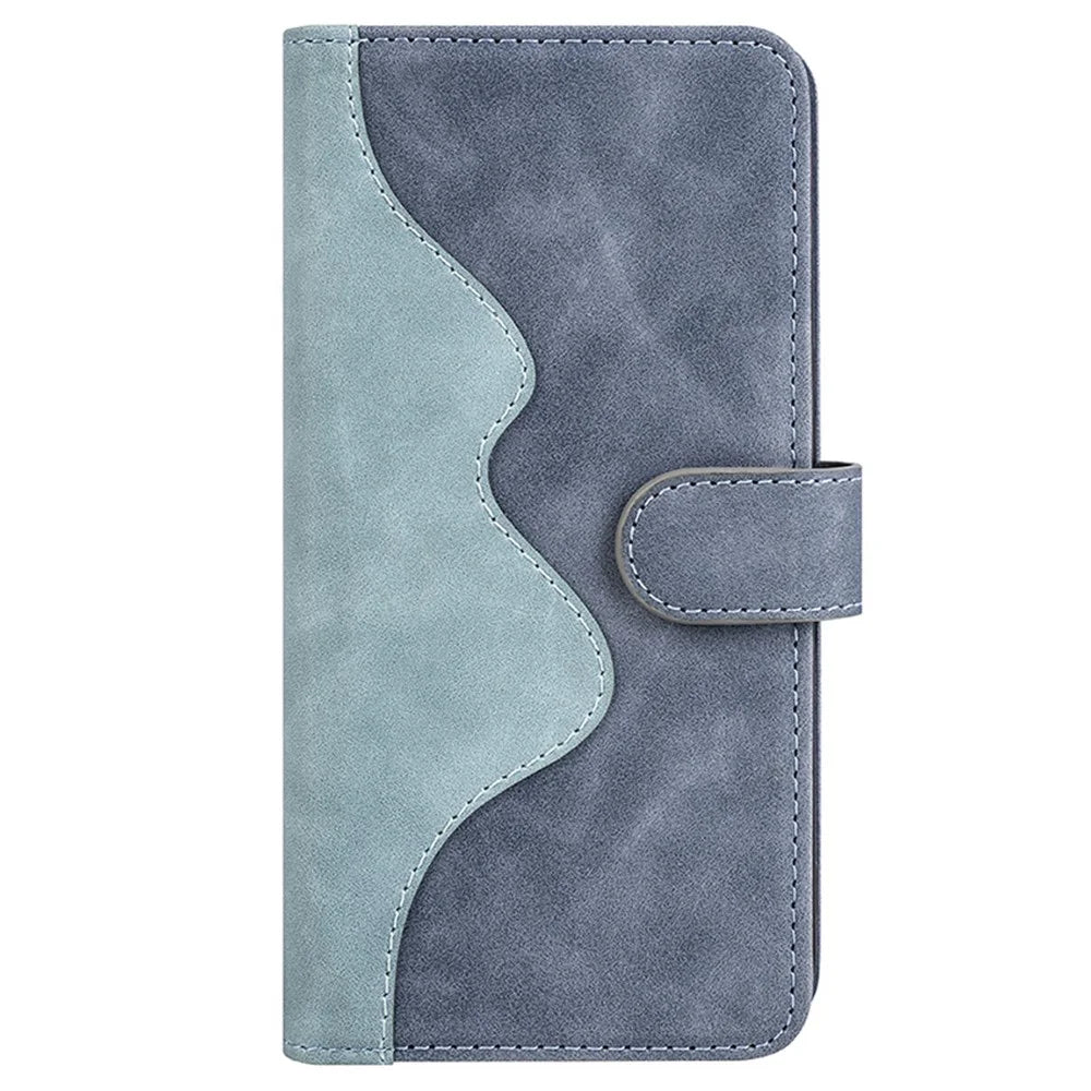 For OnePlus Nord CE4 5G / Oppo K12 Case Wallet Two-Color Splicing Leather Phone Cover - Blue - 6