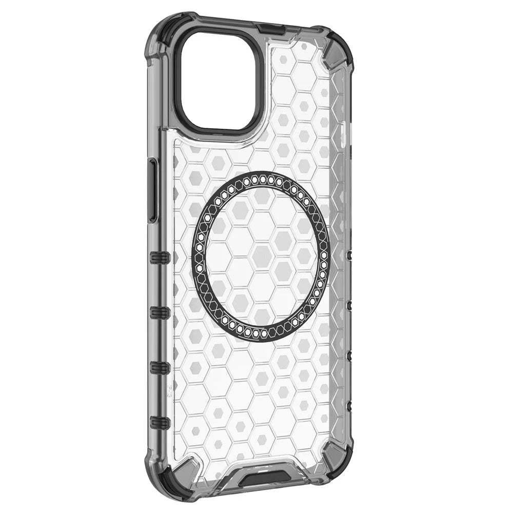 For iPhone 13 Case Compatible with MagSafe TPU+PC Honeycomb Phone Cover - Transparent - 3
