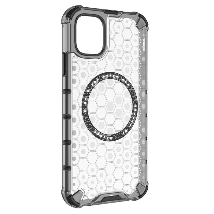 For iPhone 11 Case Compatible with MagSafe Honeycomb Design TPU+PC Phone Cover - Transparent - 3