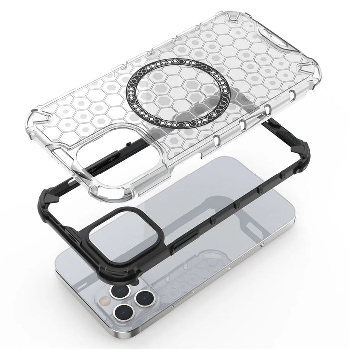 For iPhone 12 / 12 Pro Magnetic Case Honeycomb Anti-Drop TPU+PC Phone Cover - Green - 2
