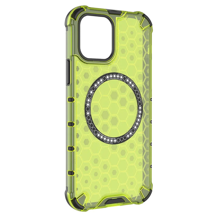 For iPhone 12 / 12 Pro Magnetic Case Honeycomb Anti-Drop TPU+PC Phone Cover - Green - 3