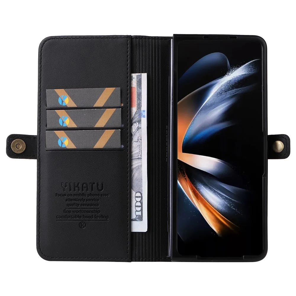 YIKATU YK- 001 for Samsung Galaxy Z Fold6 5G Case PU Leather Strong Magnetic Flip Hone Cover - Black - 2