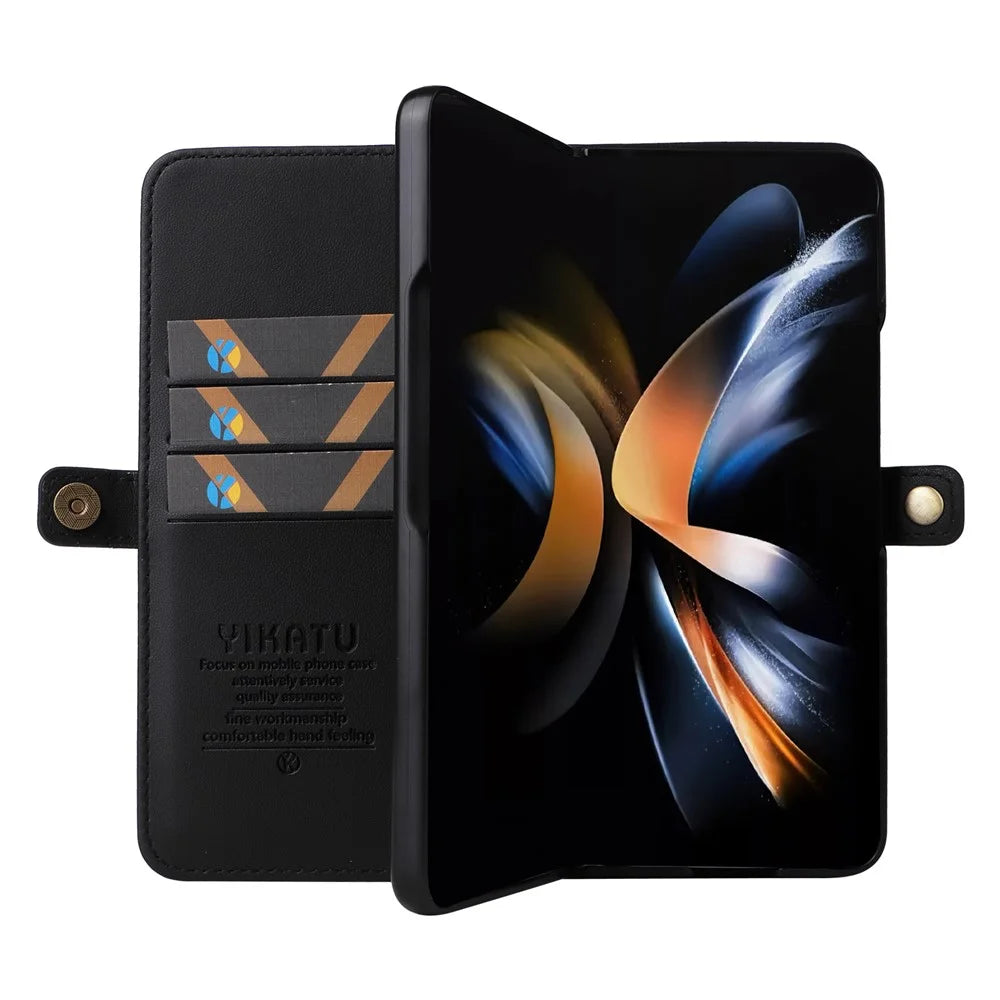 YIKATU YK- 001 for Samsung Galaxy Z Fold6 5G Case PU Leather Strong Magnetic Flip Hone Cover - Black - 3