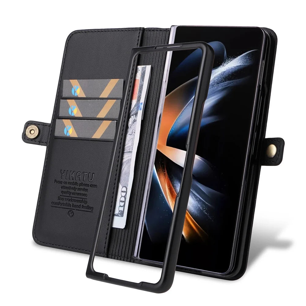 YIKATU YK- 001 for Samsung Galaxy Z Fold6 5G Case PU Leather Strong Magnetic Flip Hone Cover - Black - 4