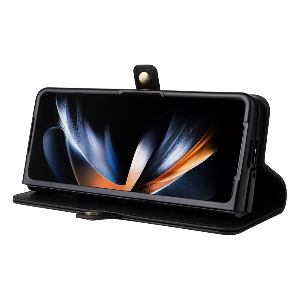 YIKATU YK- 001 for Samsung Galaxy Z Fold6 5G Case PU Leather Strong Magnetic Flip Hone Cover - Black - 6