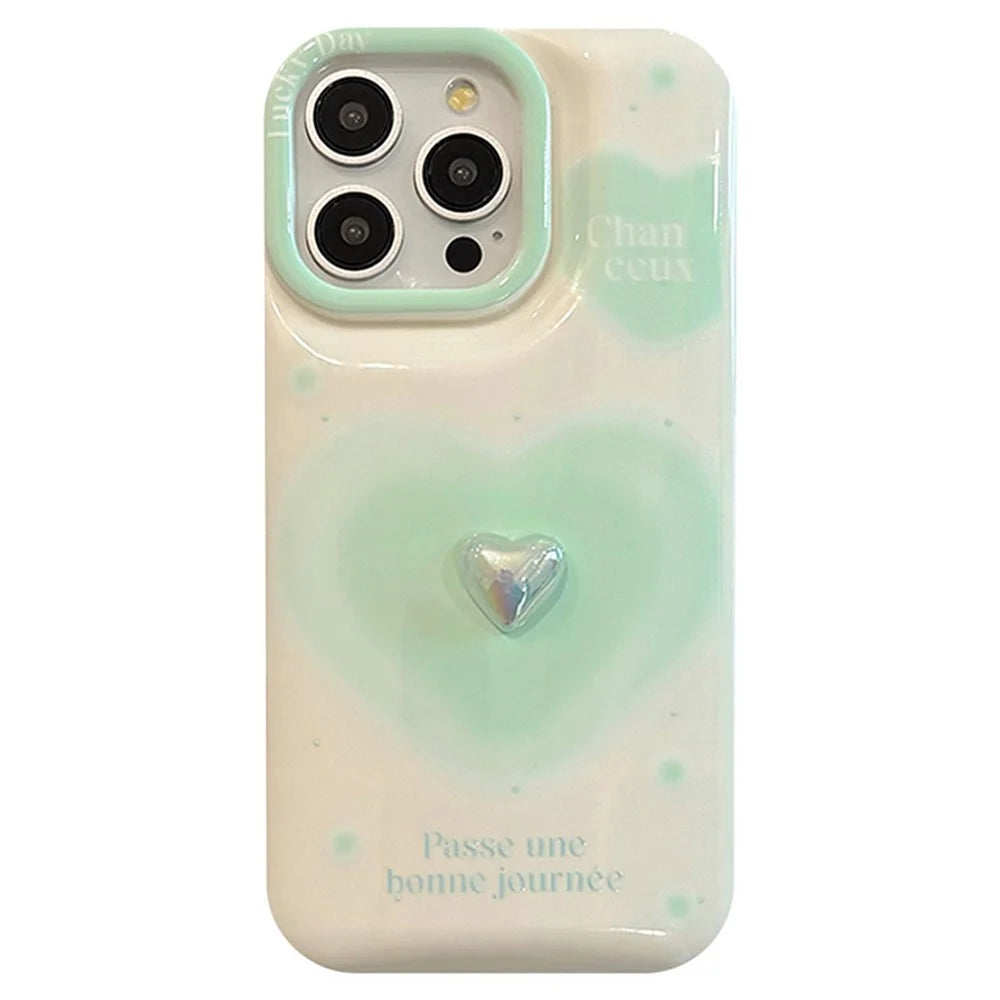 For iPhone 14 Pro Case TPU Love Heart Pattern Phone Cover - White - 1
