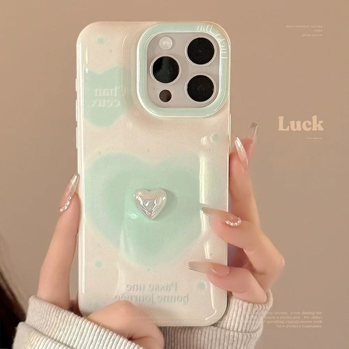 For iPhone 14 Pro Case TPU Love Heart Pattern Phone Cover - White - 3