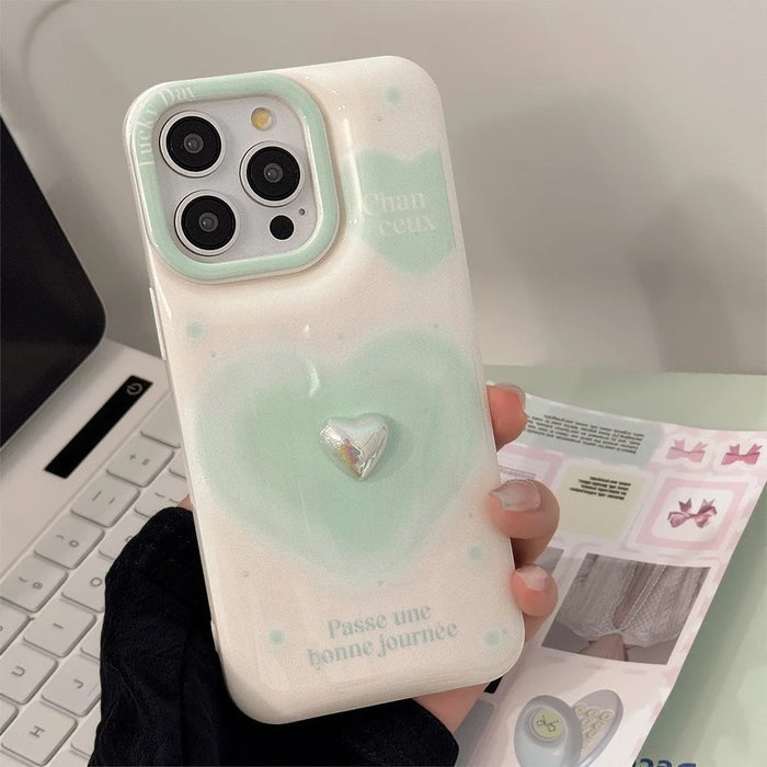 For iPhone 14 Pro Case TPU Love Heart Pattern Phone Cover - White - 4