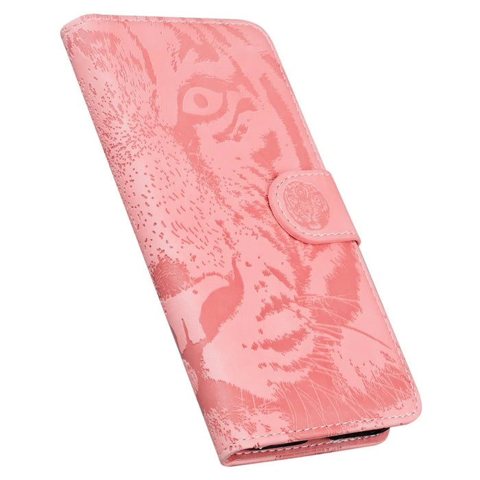 For iPhone 17e / 16e Case Wallet Style Tiger Pattern PU Leather Phone Cover - Pink - 5