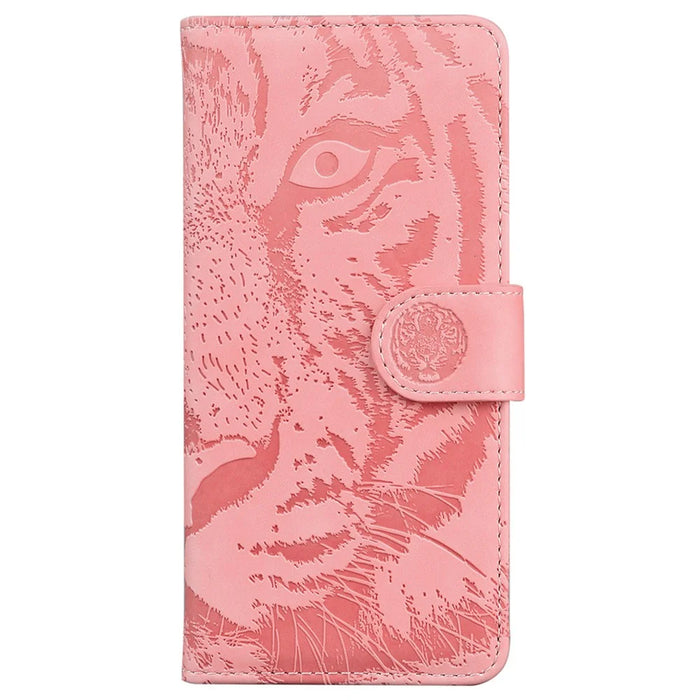 For iPhone 17e / 16e Case Wallet Style Tiger Pattern PU Leather Phone Cover - Pink - 6