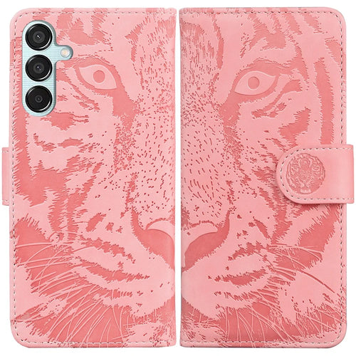 For Samsung Galaxy M15 5G / F15 5G Wallet Case Tiger Pattern Leather Phone Cover - Pink - 1