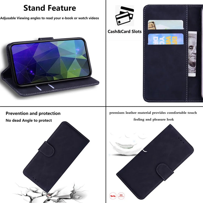 For iPhone 17e / 16e Case Anti-Drop Solid Color Leather Phone Cover Mobile Accessories   - Black - 4