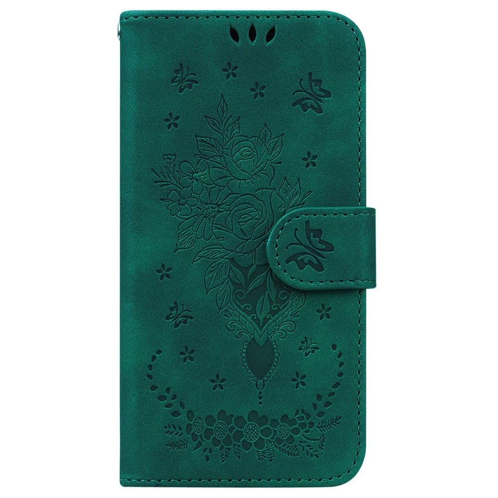 For Samsung Galaxy M15 5G / F15 5G Case Butterfly Flower Pattern Flip Leather Phone Cover - Green - 6