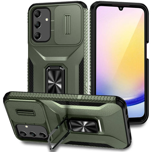 For Samsung Galaxy A25 5G (Global) (161.0 X 76.5 X 8.3mm) Case TPU+PC Ring Kickstand Phone Cover - Green - 1