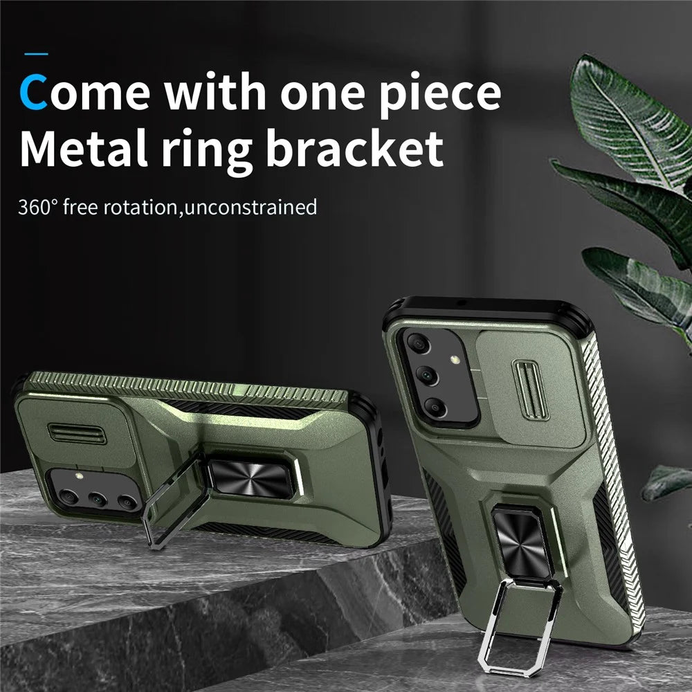 For Samsung Galaxy A25 5G (Global) (161.0 X 76.5 X 8.3mm) Case TPU+PC Ring Kickstand Phone Cover - Green - 2