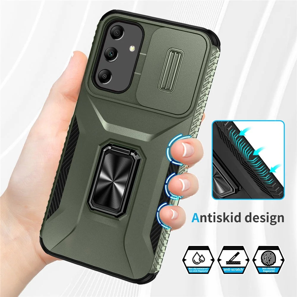 For Samsung Galaxy A25 5G (Global) (161.0 X 76.5 X 8.3mm) Case TPU+PC Ring Kickstand Phone Cover - Green - 4