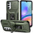 For Samsung Galaxy A05s 4G Kickstand Case TPU+PC Phone Cover with Slide Lens Lid - Green - 1