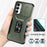 For Samsung Galaxy A05s 4G Kickstand Case TPU+PC Phone Cover with Slide Lens Lid - Green - 4