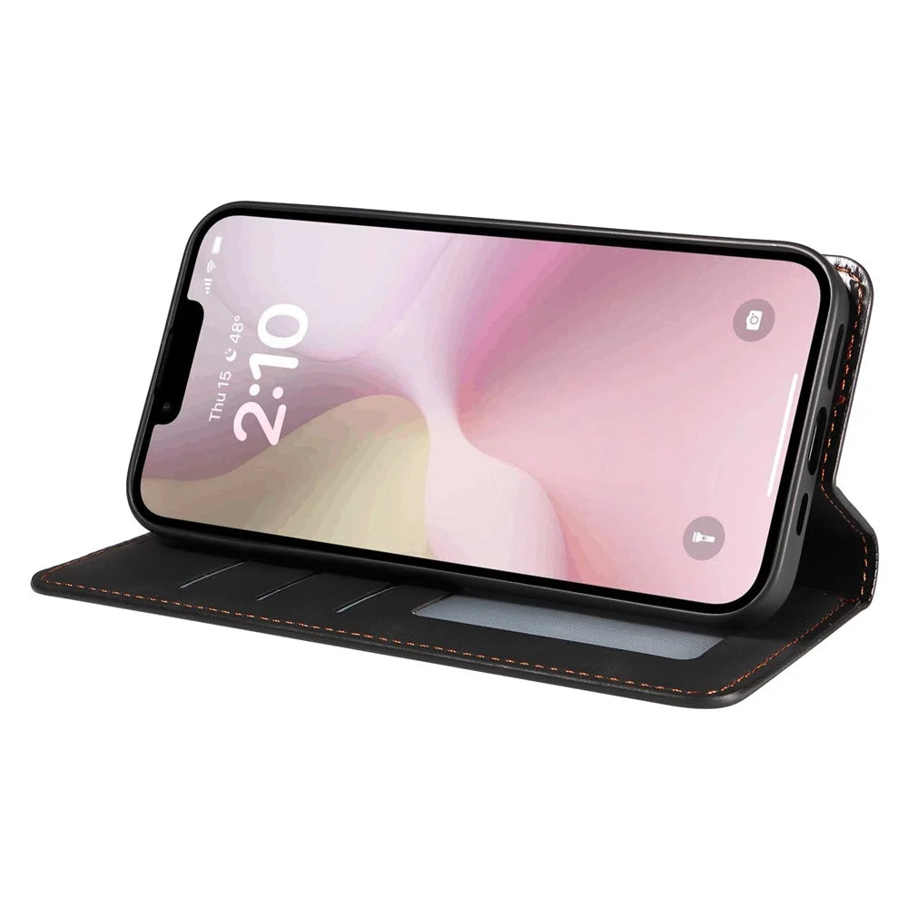 FORWENW Fantasy Series for iPhone 17e / 16e Case Skin-Touch Leather Magnetic Absorption Phone Cover - Black - 3