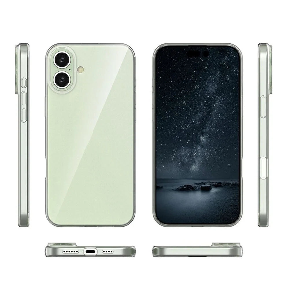 For iPhone 16 Plus Case Transparent TPU Anti-Scratch Mobile Phone Cover - 6
