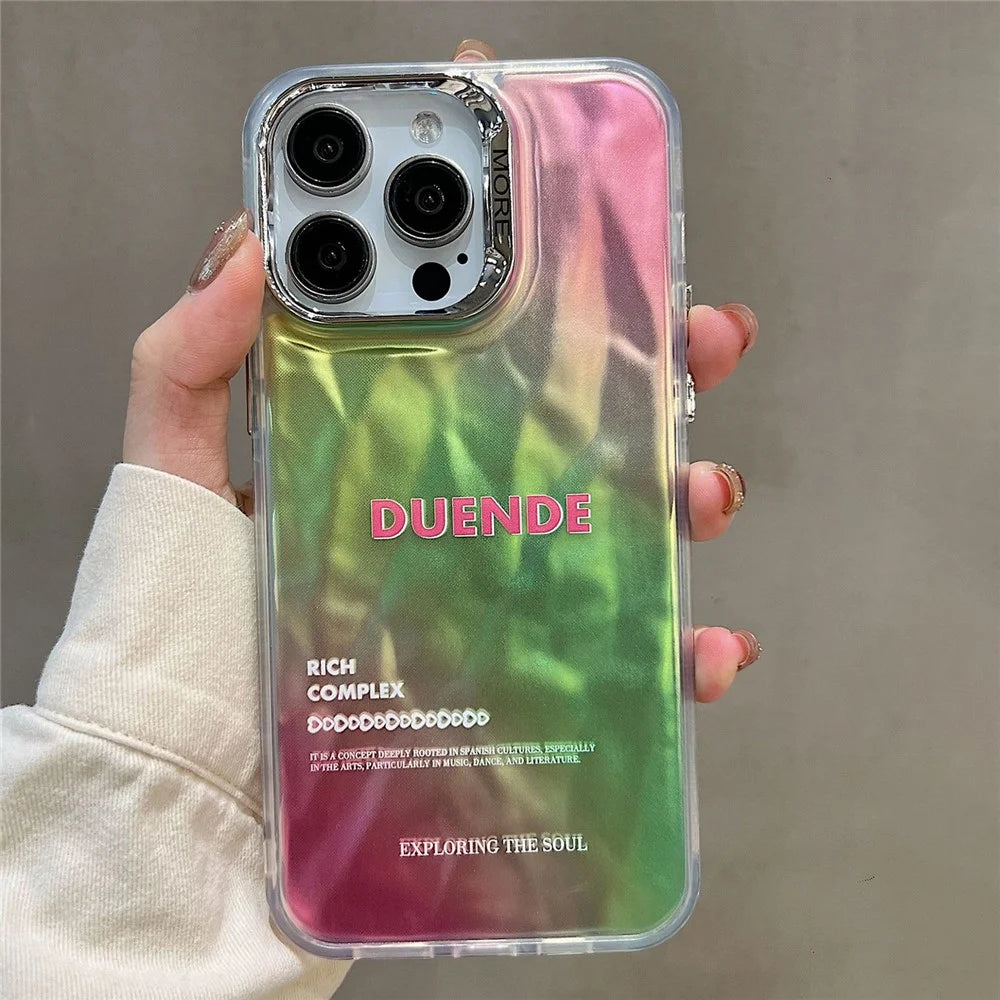 For iPhone 15 Pro Case Gradient Color Wrinkled Water Ripple PC+TPU Phone Cover - Grass Green - 1