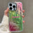 For iPhone 15 Pro Case Gradient Color Wrinkled Water Ripple PC+TPU Phone Cover - Grass Green - 1