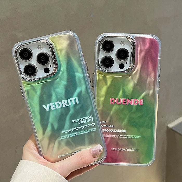 For iPhone 15 Pro Case Gradient Color Wrinkled Water Ripple PC+TPU Phone Cover - Grass Green - 2