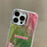 For iPhone 15 Pro Case Gradient Color Wrinkled Water Ripple PC+TPU Phone Cover - Grass Green - 4