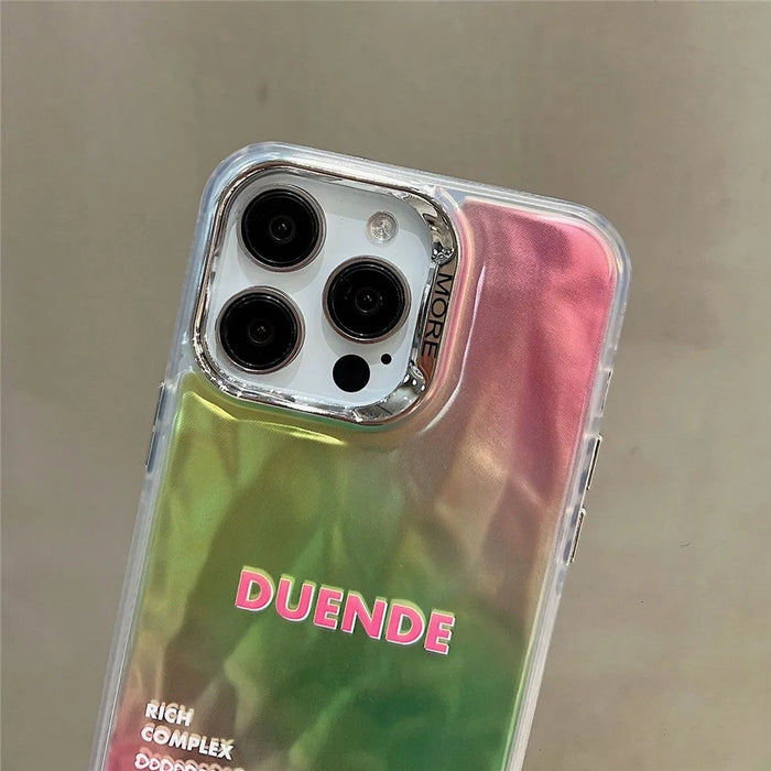 For iPhone 15 Pro Case Gradient Color Wrinkled Water Ripple PC+TPU Phone Cover - Grass Green - 4