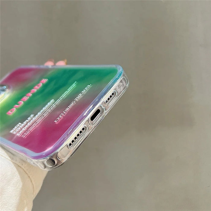 For iPhone 15 Pro Case Gradient Color Wrinkled Water Ripple PC+TPU Phone Cover - Grass Green - 6