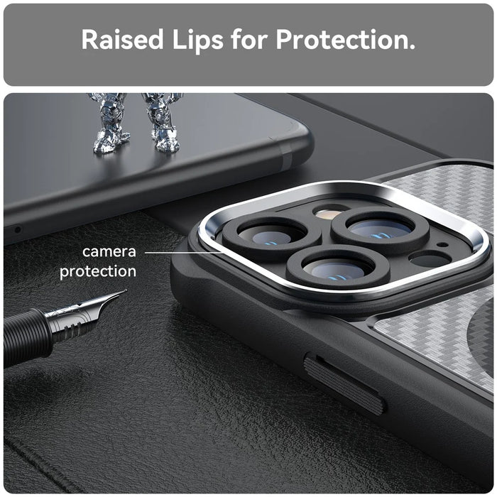 For iPhone 15 Pro Magnetic Case Compatible with MagSafe TPU+PC Phone Cover - Black - 6